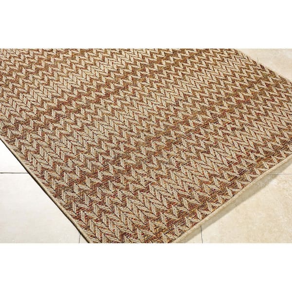 Crete Beige Cottage 5 ft. x 7 ft. Indoor/Outdoor Area Rug