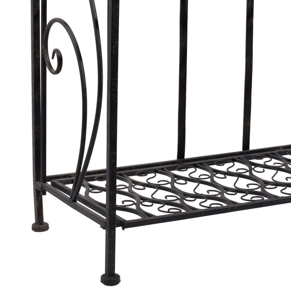 Black Matte Iron 4-Shelf Scrollwork Bakers Rack