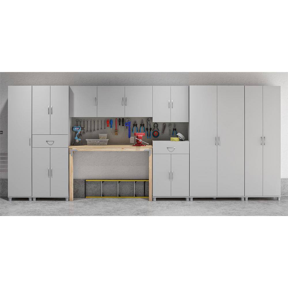 Dove Gray Freestanding Office Storage Cabinet with Lockable Double Doors