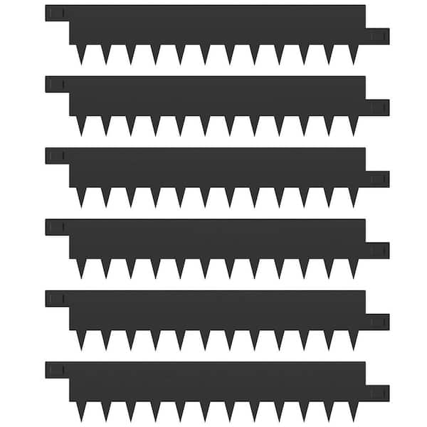 40 in. L x 8 in. H x 0.1 in. W Black Steel Strips 6-Pack Landscape Edging Borders Hammer-in Edging Border Garden Fence