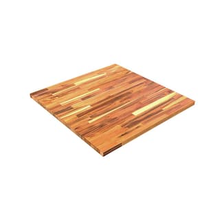 2.3 ft. L x 28 in. D, Teak Butcher Block Table Top Countertop in Clear with Square Edge