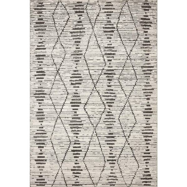 LOLOI II Kamala Charcoal/Dove 2 ft. 7 in. x 12 ft. Transitional Runner Rug
