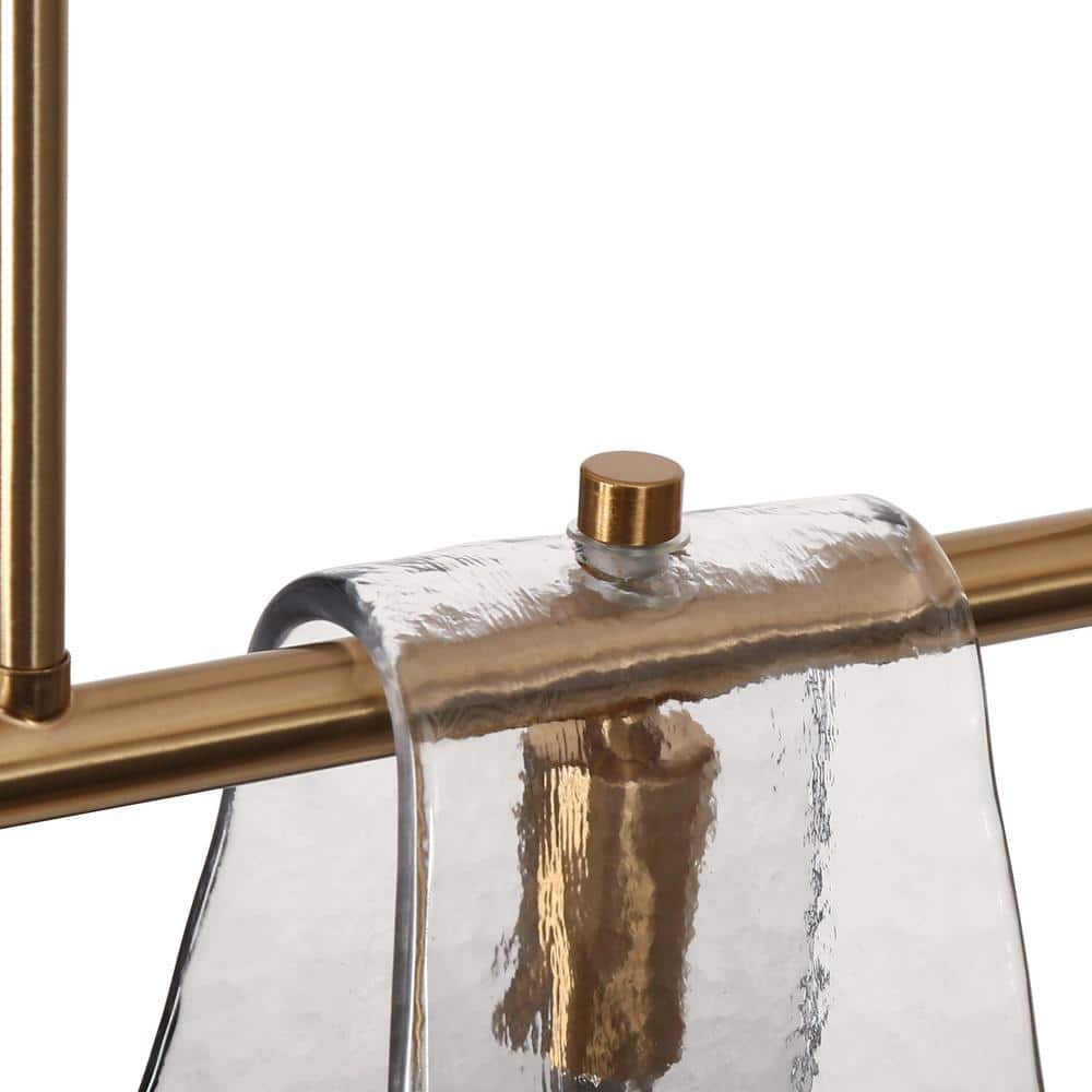 41.5" Gold and Smoky Gray Glass Linear Chandelier