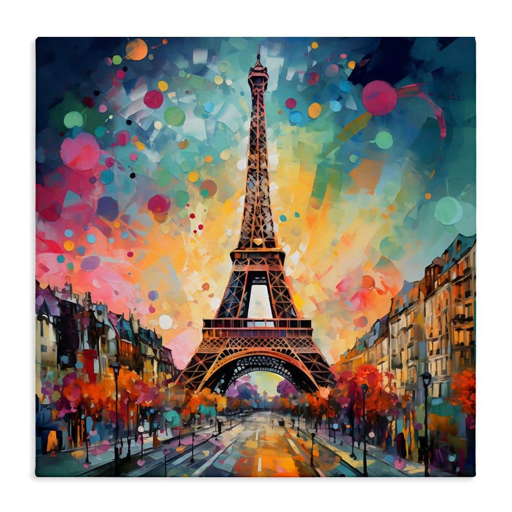 Printmaking Studio Tool Rack Stupell Industries Eiffel Tower with Vibrant Dots Canvas Wall Art 17 in ...