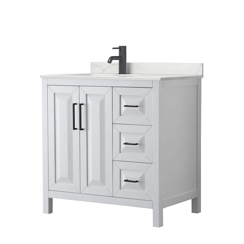 Daria 36'' White Single Bathroom Vanity with Quartz Top