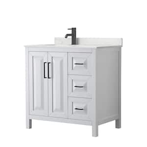 Daria 36 in. W. x 22 in. D x 35.75 in. H Single Bath Vanity in White with Giotto Quartz Top