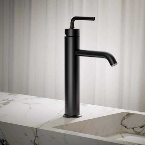 Purist Tall Single-Handle Single Hole Bathroom Faucet in Matte Black