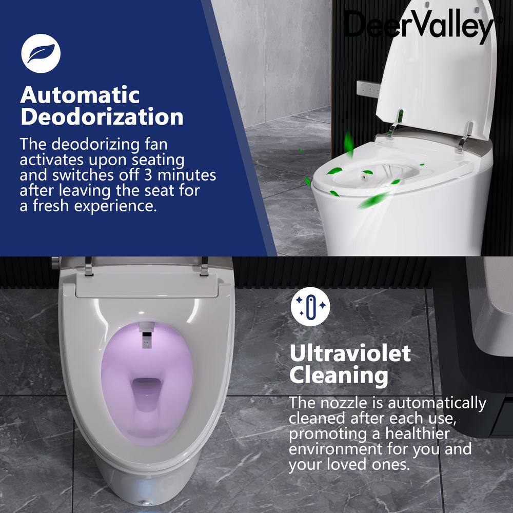 Elongated White Ceramic Smart Bidet Toilet with Heated Seat