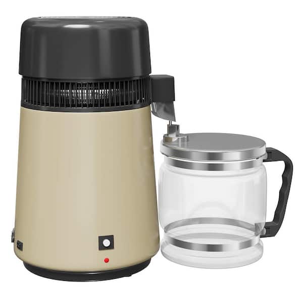 1Gal 4 Liters Gold Stainless Steel Electric Kettle with Glass Container, Plastic Shell Distilled Water Machine, 8 Cup