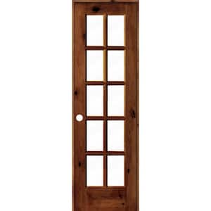 24 in. x 80 in. Knotty Alder Right-Handed 10-Lite Clear Glass Red Chestnut Stain Wood Single Prehung Interior Door