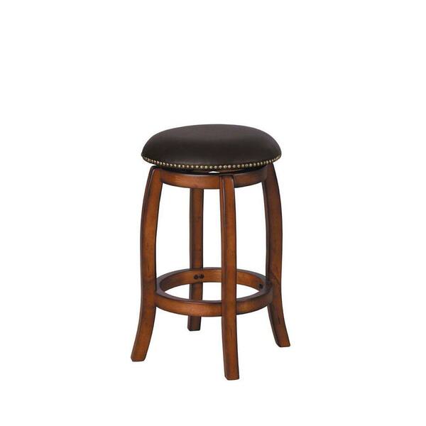 Home Decorators Collection Clive 24 in. H Brown Swivel Counter Stool-DISCONTINUED