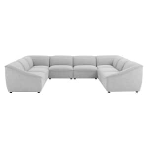 Comprise 8- Piece Light Gray Fabric Upholstery U-Shape Symmetrical Sectionals Sofa
