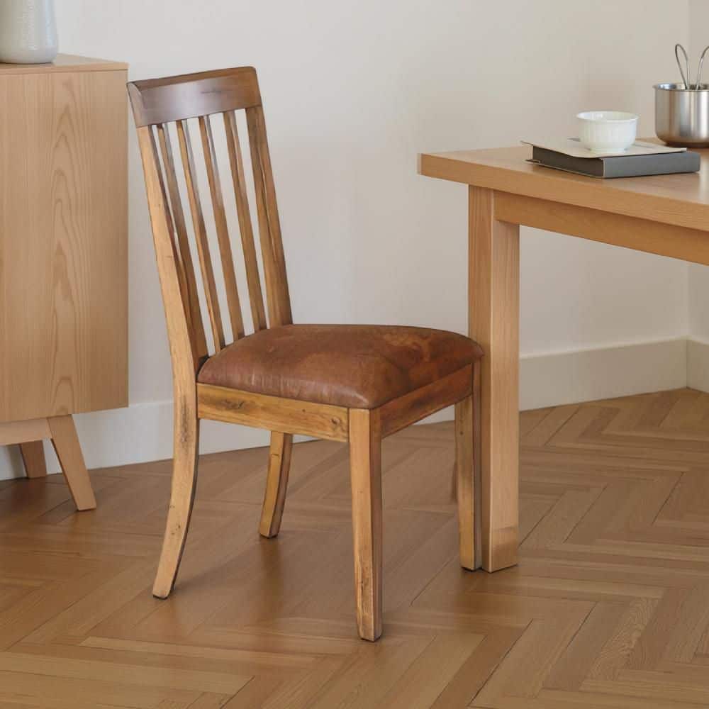 Marv Light Brown Mindi Wood Slat Back Dining Chair (Set of 2) price history on PriceWatchPro
