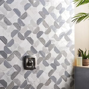Sheba Glacier Gray 12.83 in. x 12.83 in. Polished Marble Luxury Mosaic Floor and Wall Tile 1.14 sq. ft./Each