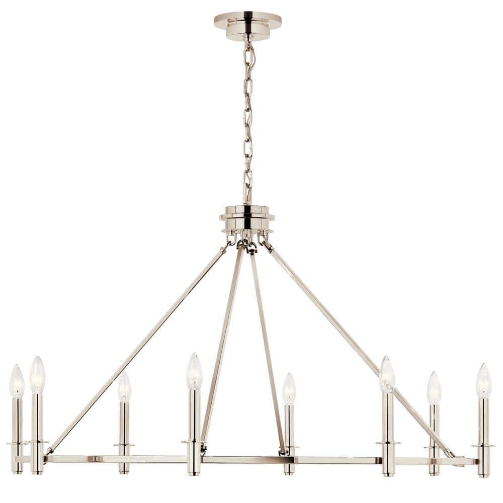 Polished Nickel 8-Light Candle Ring Chandelier