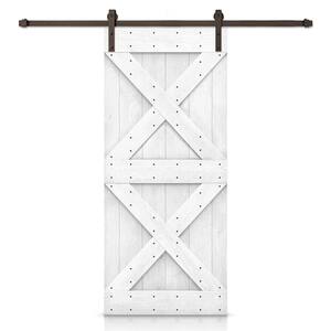 42 in. W. x 84 in. X Series Light Cream-Stained DIY Wood Interior Sliding Barn Door with Hardware Kit