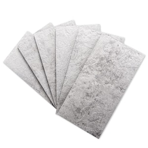 Natural Stone White 6 in. x 3 in. PVC Peel and Stick Tile for Kitchen Fireplace, Stick on Subway Tile (12 sq. ft./Box)