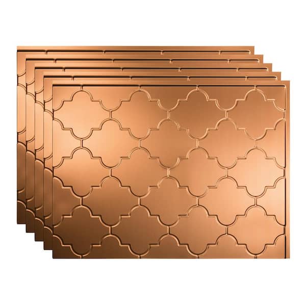 Fasade 18.25 in. x 24.25 in. Monaco Vinyl Backsplash Panel in Polished Copper (5-Pack)
