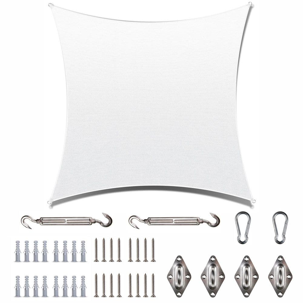 16 ft. x 16 ft. White Square Sun Shade Sail Canopy with Hardware Kit price history on PriceWatchPro