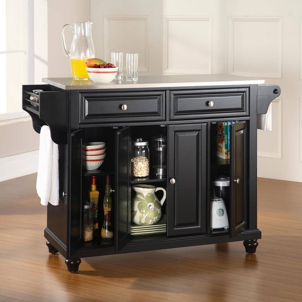 Cambridge Black Stainless Steel Top 46" Kitchen Island