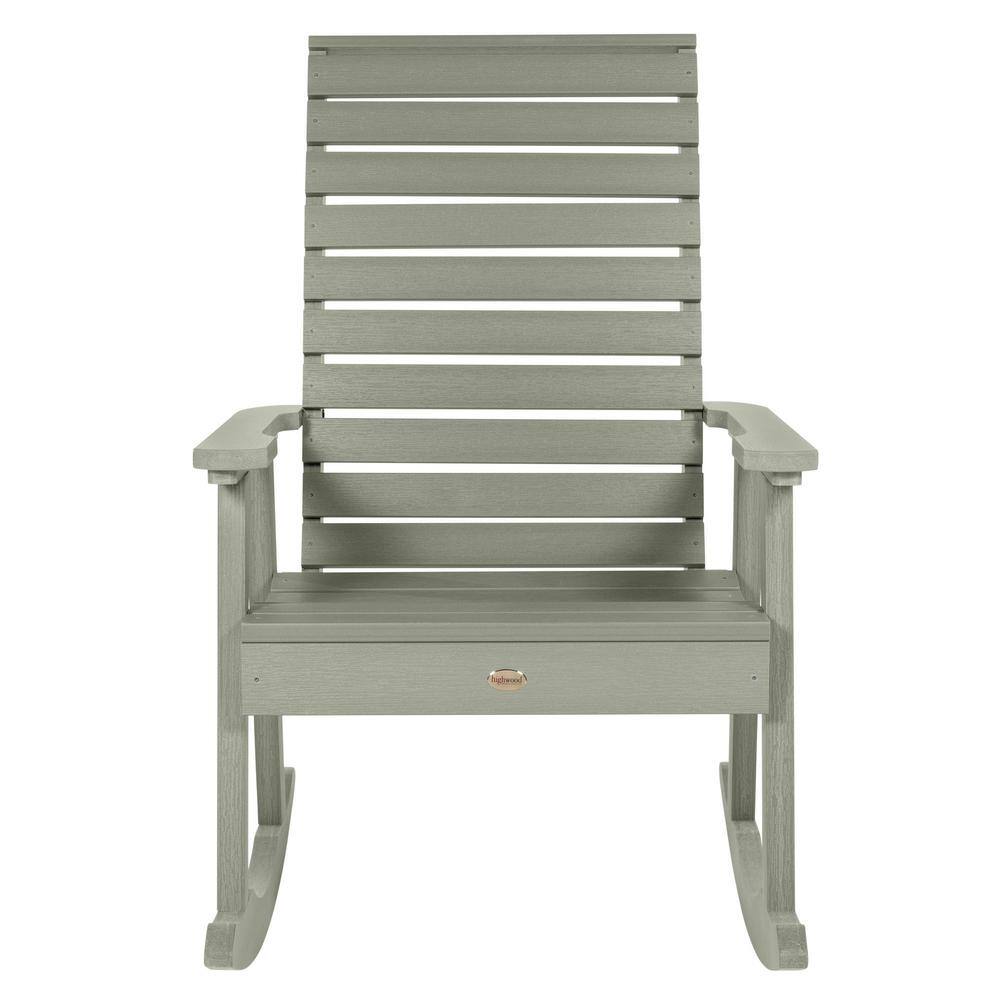 Weatherly Gray Eucalyptus Outdoor Rocking Chair with Arms