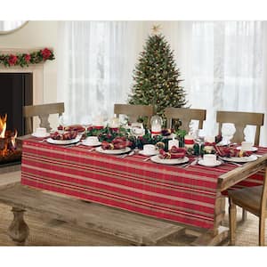 60 in. W x 120 in. L Red/Green Shimmering Plaid Holiday Christmas Tablecloth