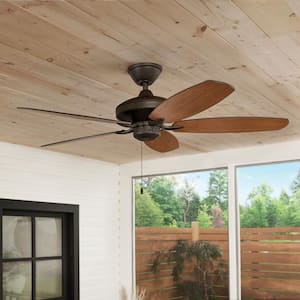 Renew Patio 52 in. Indoor/Outdoor Satin Natural Bronze Dual Mount Ceiling Fan with Pull Chain for Covered Patios