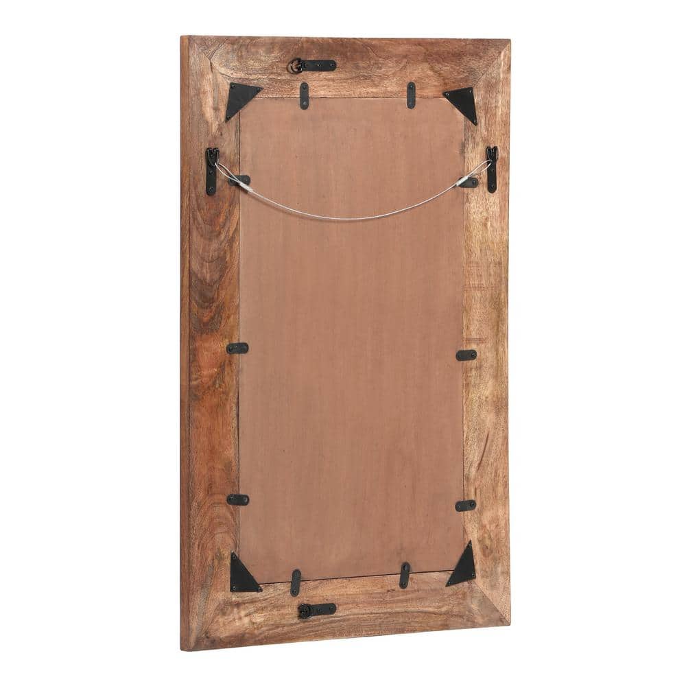 Handcrafted Medium Natural Mango Wood and Gold Decorative Mirror