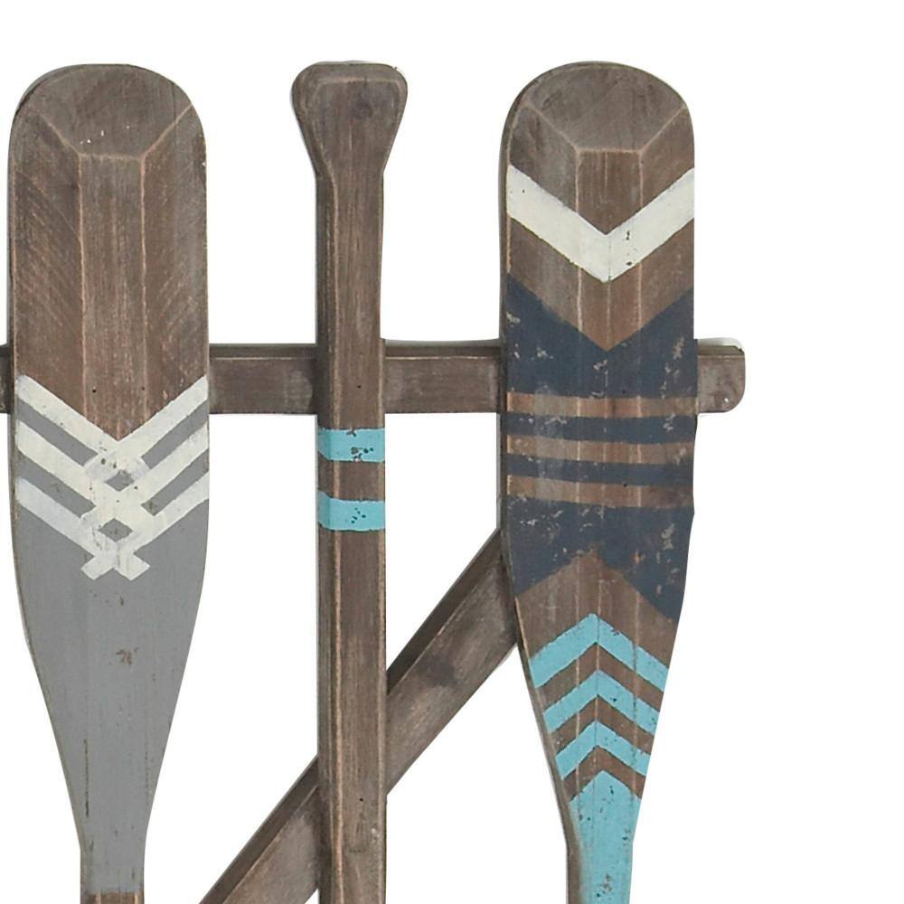 Brown and Blue Fir Wood Canoe Oar Wall Decor