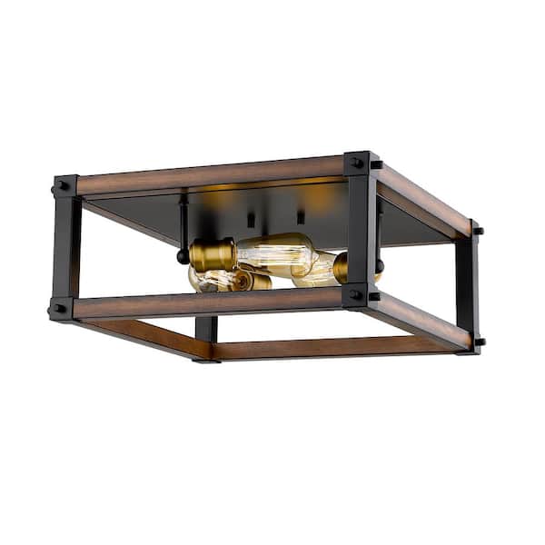 Unbranded 16.25 in. 3-Light Rustic Mahogany Flush Mount