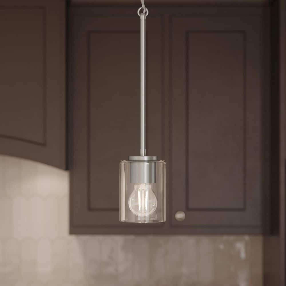Replay 3.875 in. 1-Light Brushed Nickel Pendant Light with Clear Glass Shades price history on PriceWatchPro