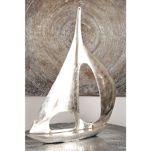 Silver Aluminum Sail Boat Sculpture