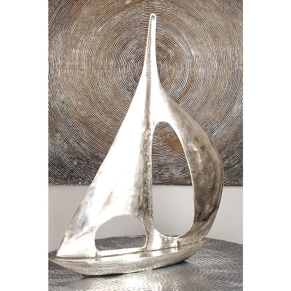Litton Lane Silver Aluminum Sail Boat Sculpture