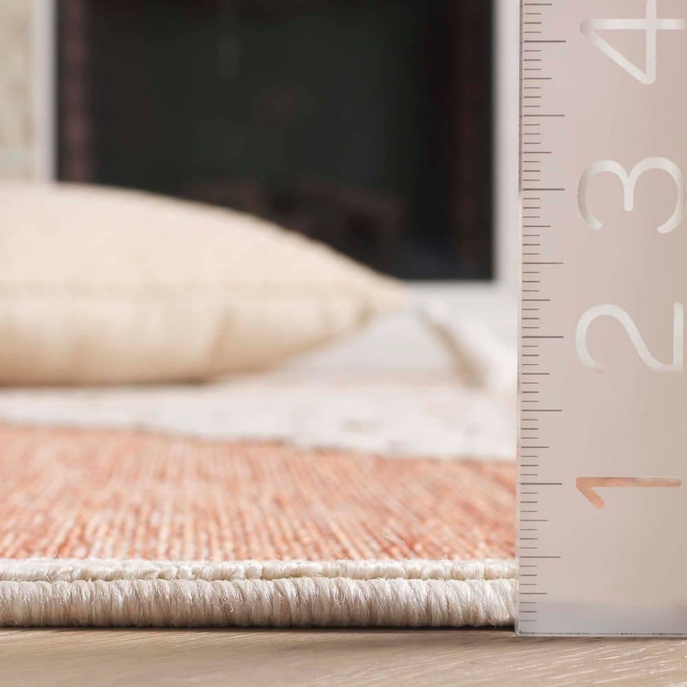Ivory Geometric 9' x 12' Wool Blend Indoor/Outdoor Rug