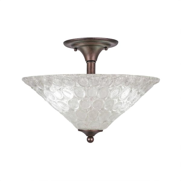 Unbranded Bristol 12.75 in. 2-Light Bronze Semi-Flush with 16 in. Italian Bubble Glass Shade No Bulbs Included
