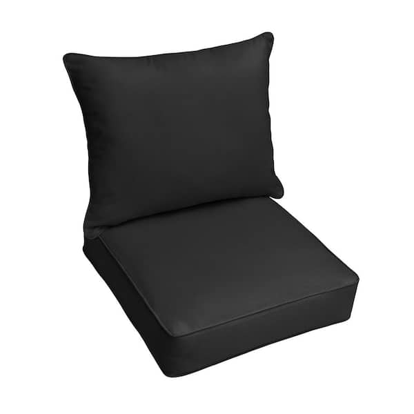 SORRA HOME 27 in. x 29 in. x 31 in. Deep Seating Outdoor Pillow and Cushion Set in Sunbrella Canvas Black