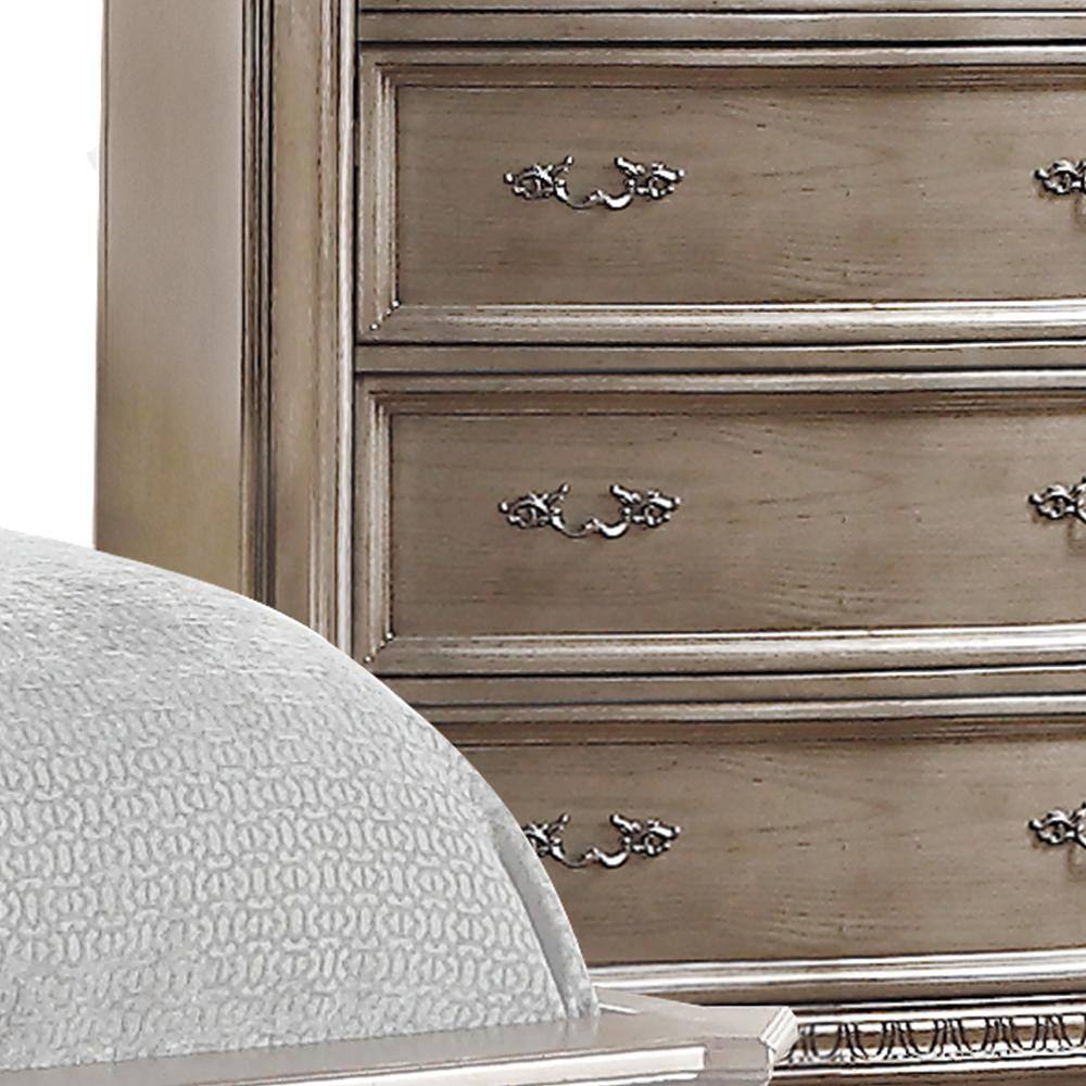 Elegant Gray 45" Antique Silver Chest with Dovetail Drawers