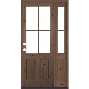 50 in. x 96 in. Alder Right-Hand/Inswing 4-Lite Clear Glass Provincial Stain Wood Prehung Front Door/Right Sidelite