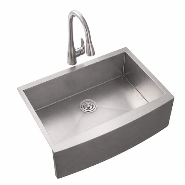 33 in. Undermount Single Bowl 16 Gauge Farmhouse Apron Front Handmade Stainless Steel Kitchen Sink
