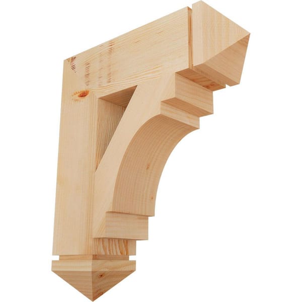 Ekena Millwork 5.5 in. x 26 in. x 22 in. Douglas Fir Merced Arts and Crafts Smooth Bracket