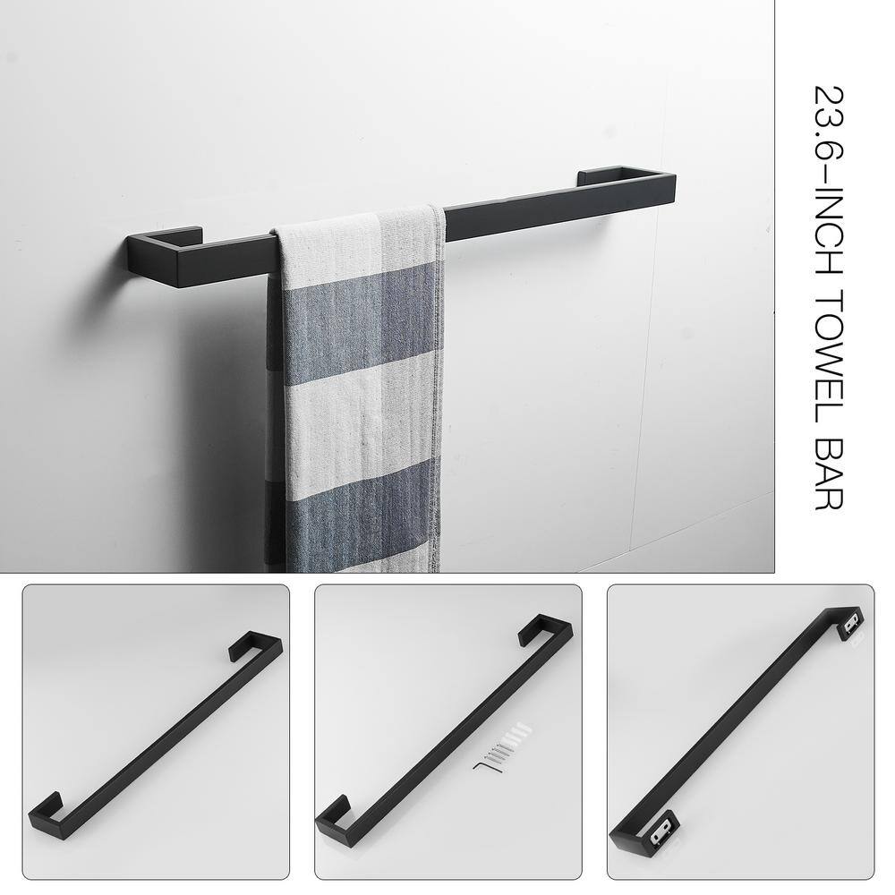 Matte Black Metal 4-Piece Bathroom Hardware Set
