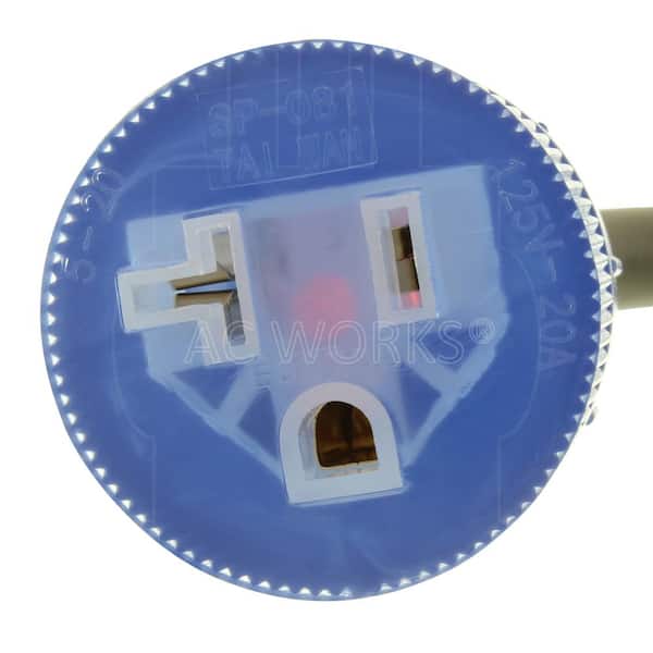 AC WORKS 8 ft. 12/3 SJTW 20 Amp NEMA L5-20P Locking Plug to