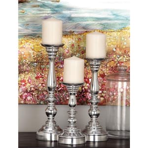 Silver Aluminum Candle Holder (Set of 3)
