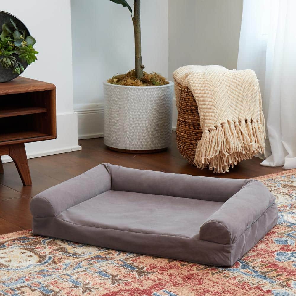 Luna Medium Gray Microfiber Sofa Dog Bed