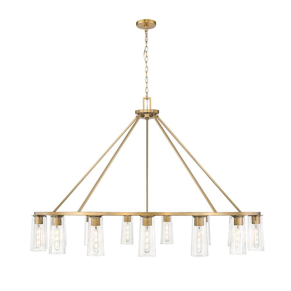 Modern Gold 15-Light Chandelier with Clear Glass Shades