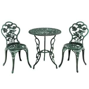 3-Piece Cast Aluminum Patio Table Chairs Furniture Outdoor Bistro Set