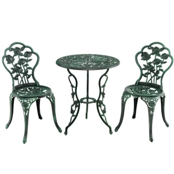 Alpulon 3-Piece Cast Aluminum Patio Table Chairs Furniture Outdoor ...