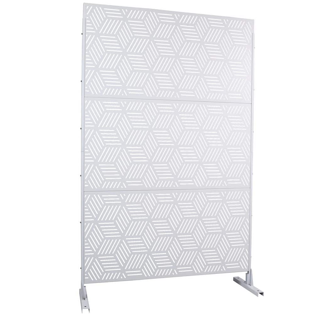 4 ft. x 6.33 ft. White Outdoor and Indoor Freestanding Metal Privacy Screen Fence Panels for Lawn Garden (Not Composite) price history on PriceWatchPro