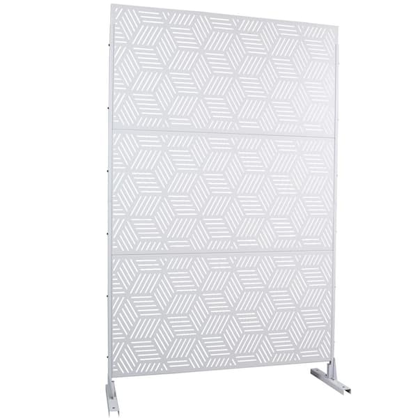4 ft. x 6.33 ft. White Outdoor and Indoor Freestanding Metal Privacy Screen Fence Panels for Lawn Garden (Not Composite)