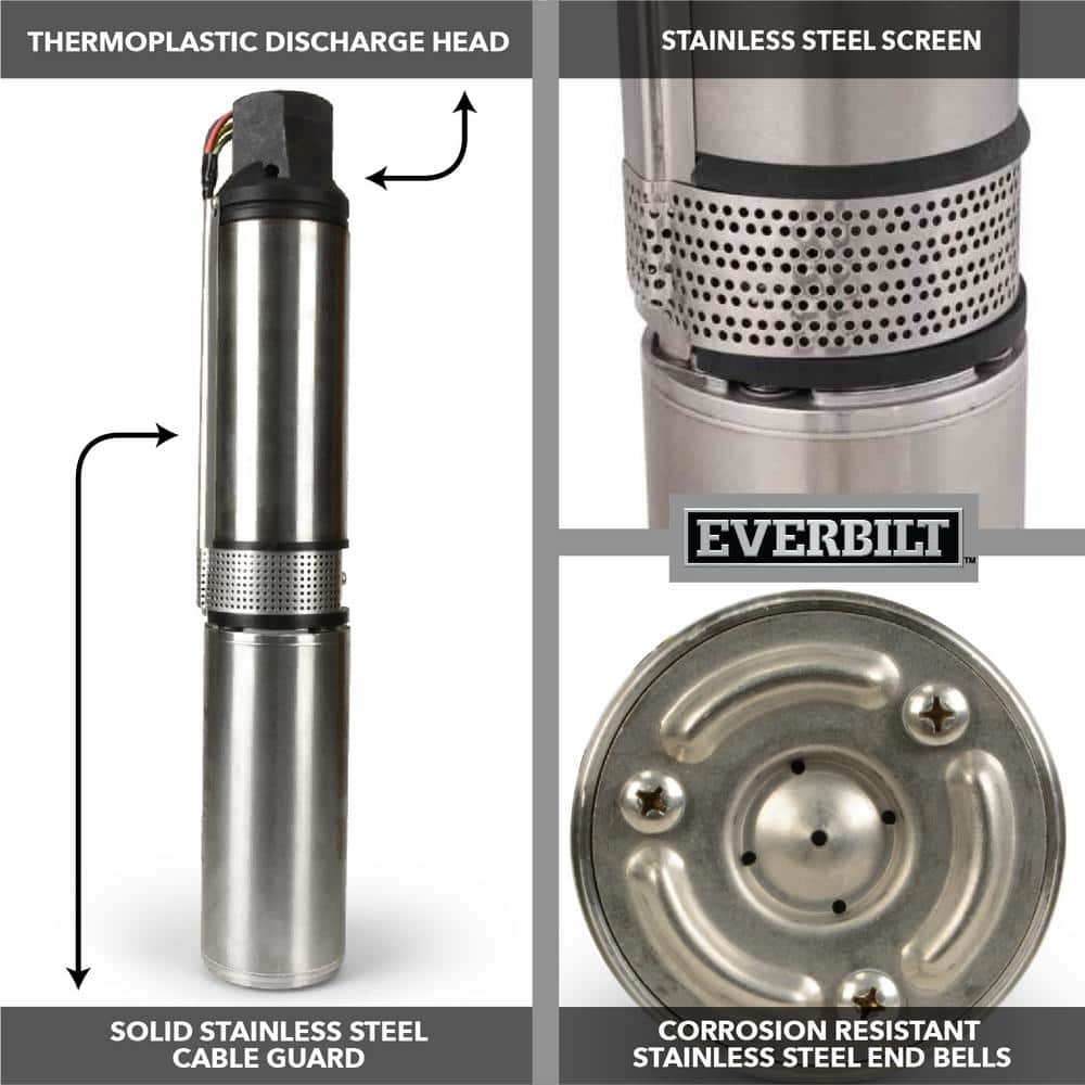 1 HP Stainless Steel Submersible Deep Well Water Pump